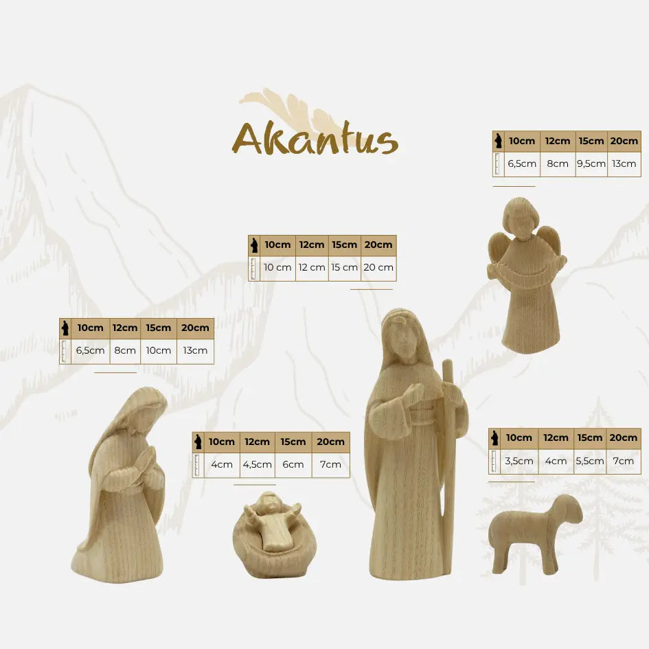 SACRA FAMIGLIA CON CAPANNA PRESEPE "AKANTUS DESIGN" BLACK (3 FIGURE) - PRESEPE LEONARDO NATURALE