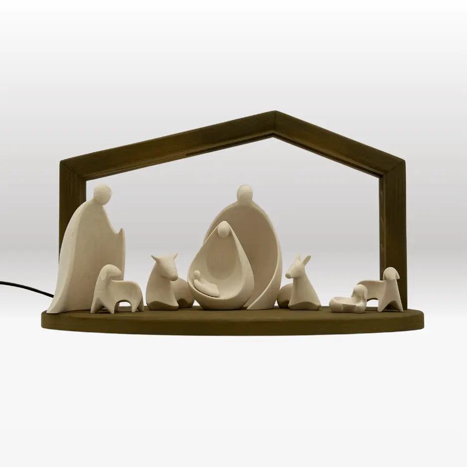 Krippenfiguren Set (8 Figuren) von Ambiente Design mit Stall "Akantus Design" brown