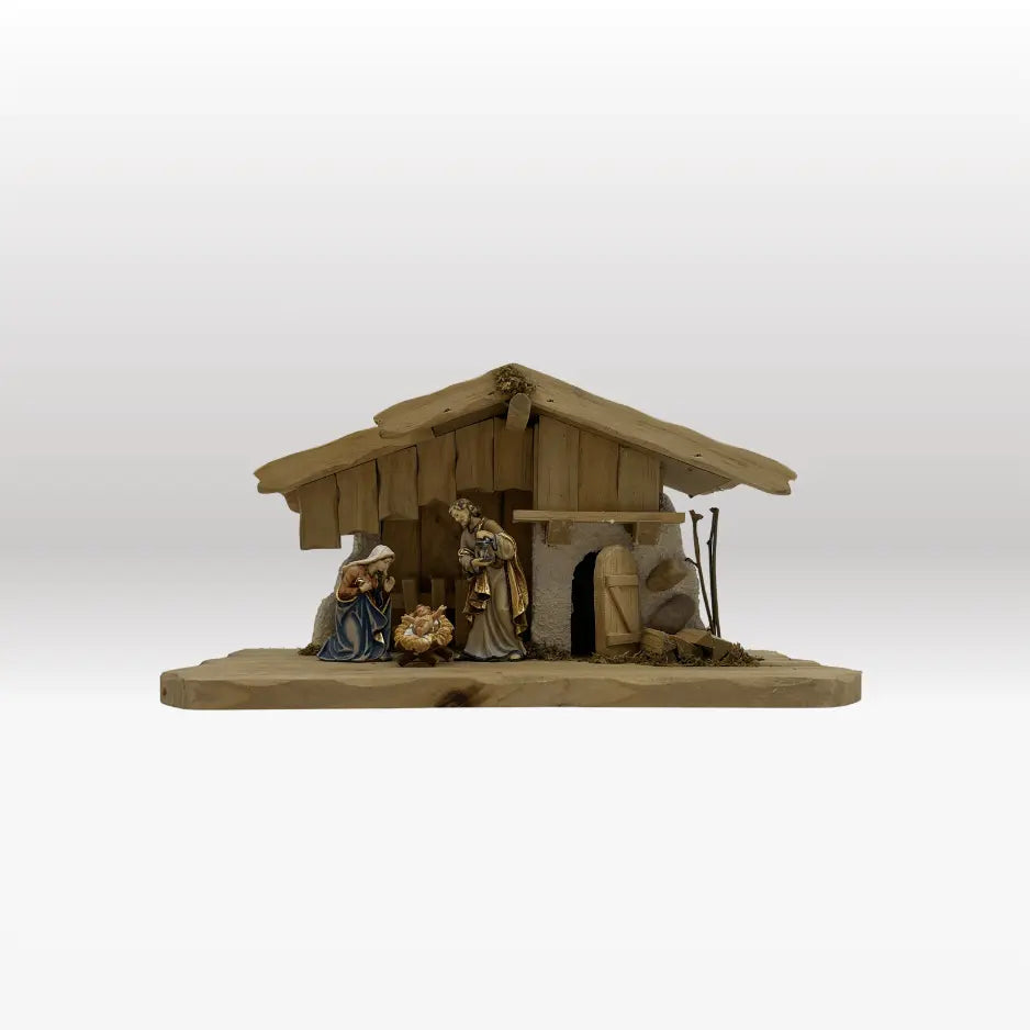 Heilige Familie 3 Figuren von Kostner mit Stall "Tirol"