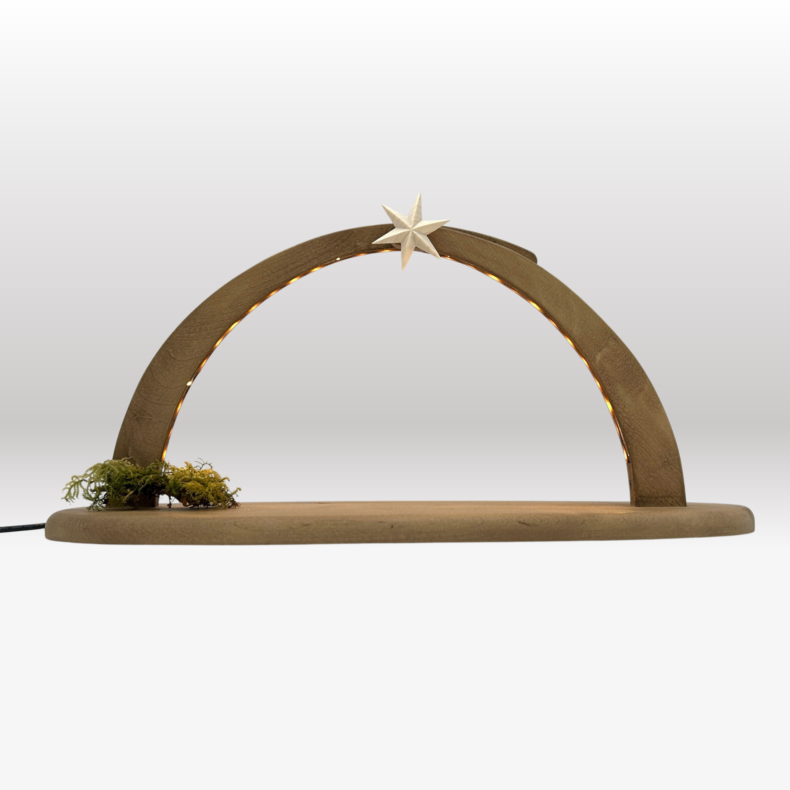 SACRA FAMIGLIA CON CAPANNA PRESEPE LUCE STELLARE CON ILLUMINAZIONE SCURO (2 FIGURE) - PRESEPE AMBIENTE DESIGN