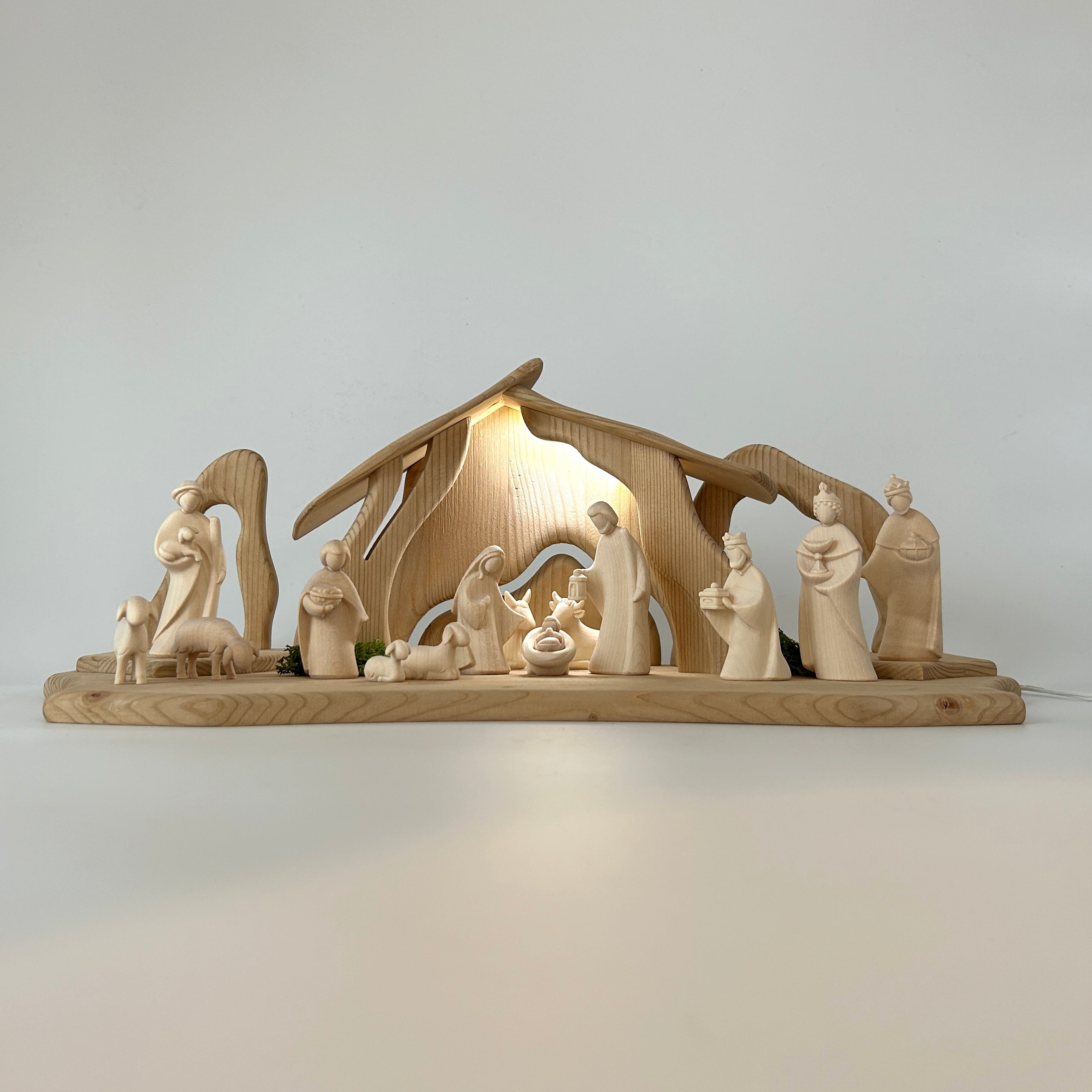 Krippenfiguren Set mit Stall "Heimatliebe" groß 14 Figuren von Leonardo natur