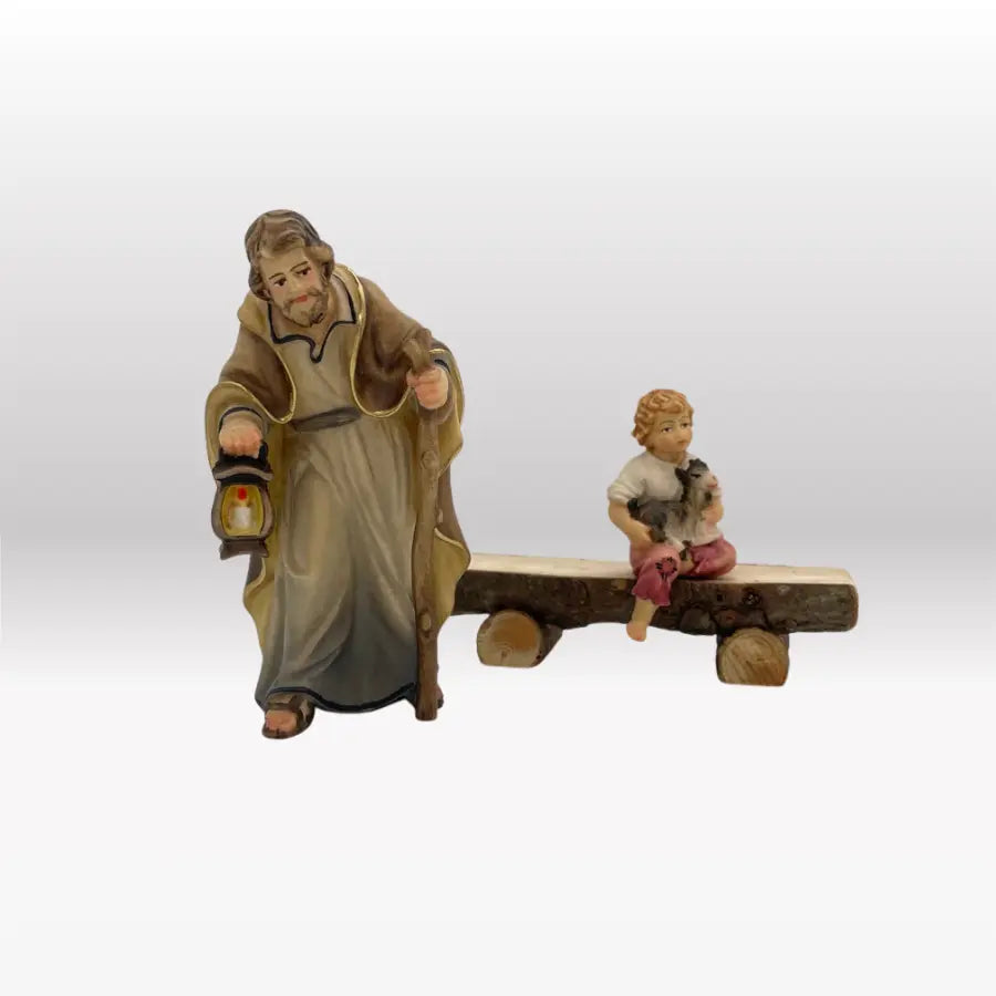 Hirtenjunge sitzend mit Kitz (ohne Bank) von Heimatkrippe-3