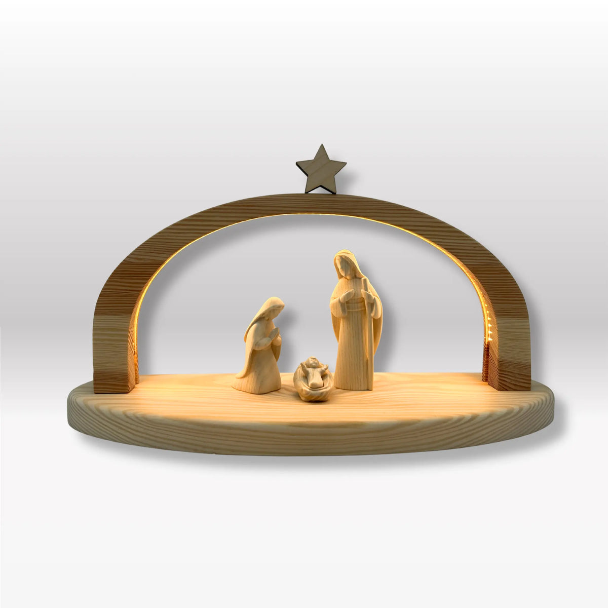 Heilige Familie (3 Figuren) von Akantus natur mit Stall "Arcus"