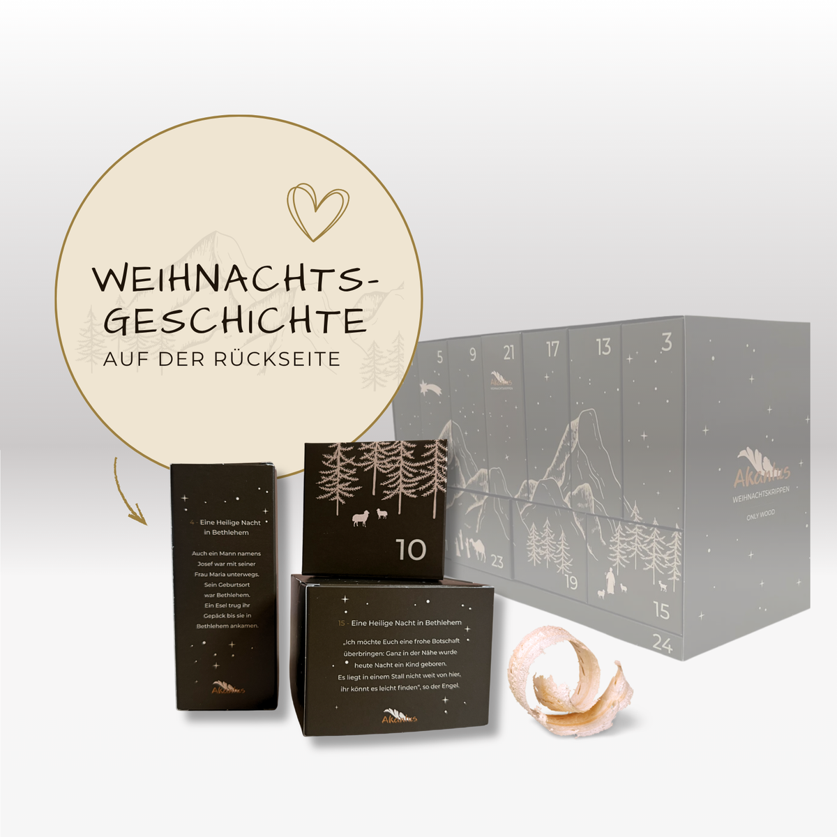 Akantus Adventskalender: HolzLIEBE braun 2026