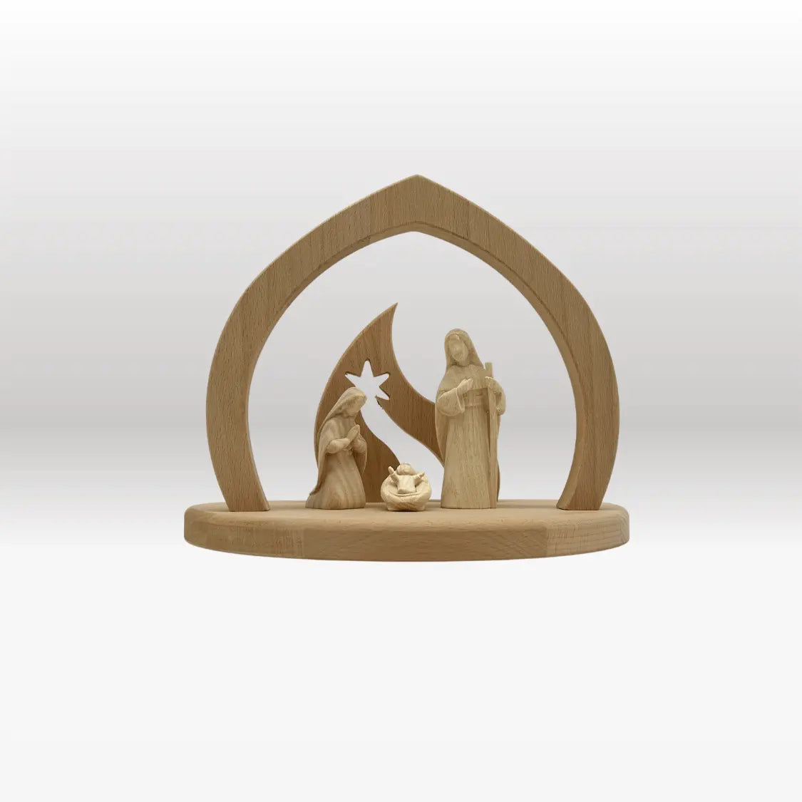 Heilige Familie (3 Figuren) von Akantus natur mit Familienkrippe "Bethlehem"