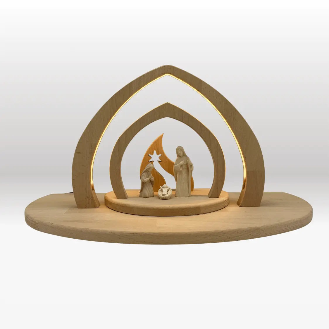 Heilige Familie 3 Figuren Akantus natur mit Krippenstall "Bethlehem"