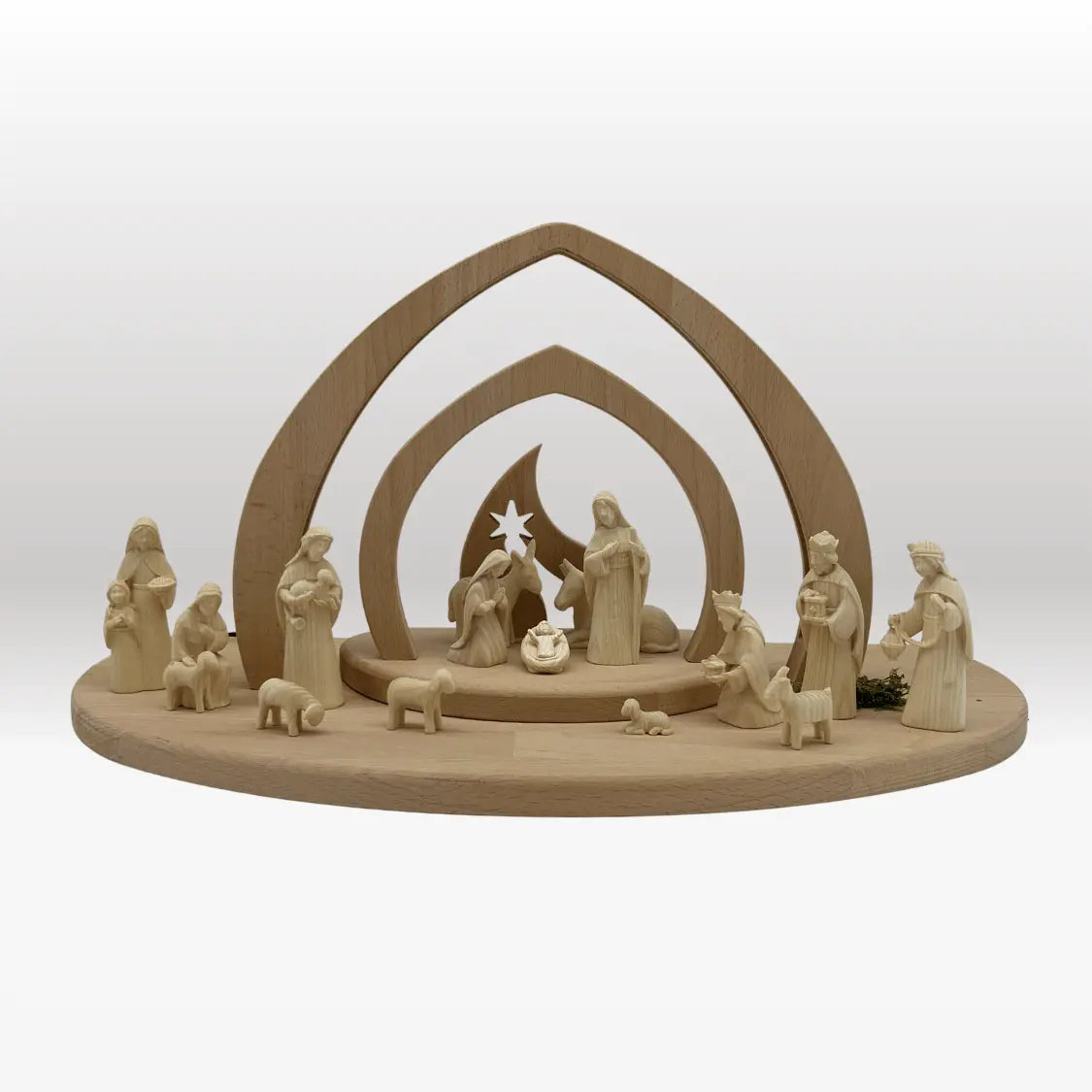 Krippenfiguren Set 15 Figuren von Akantus natur mit Stall "Bethlehem"
