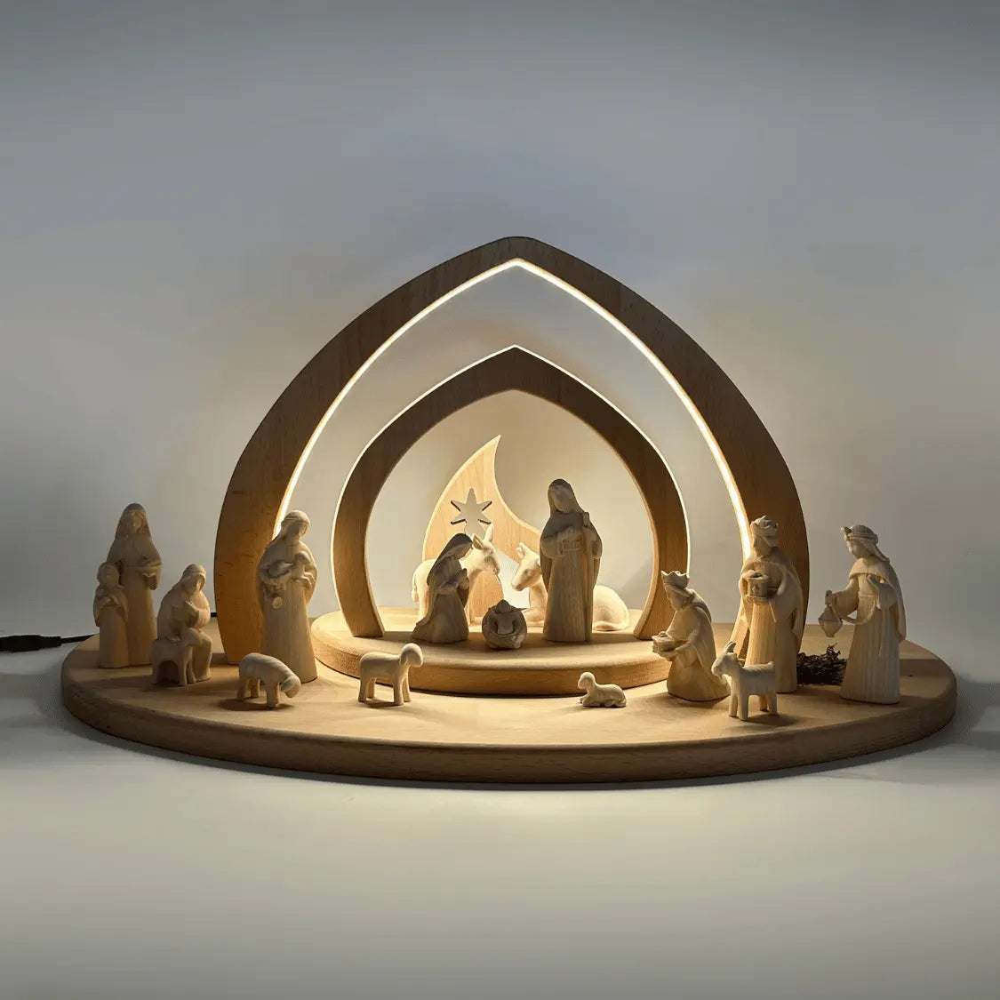 Krippenfiguren Set 15 Figuren von Akantus natur mit Stall "Bethlehem"