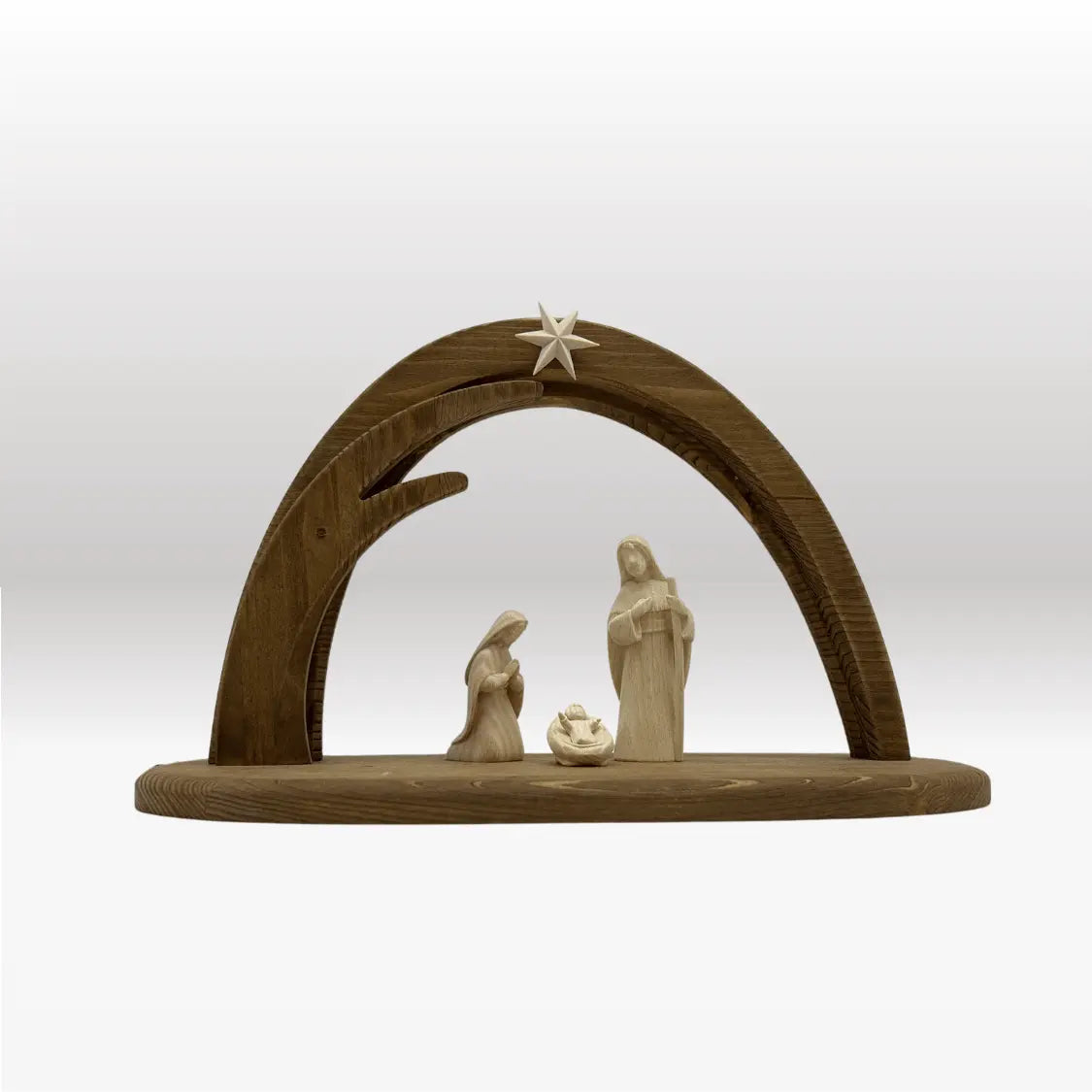 Heilige Familie (3 Figuren) von Akantus natur mit Stall "Leonardo"