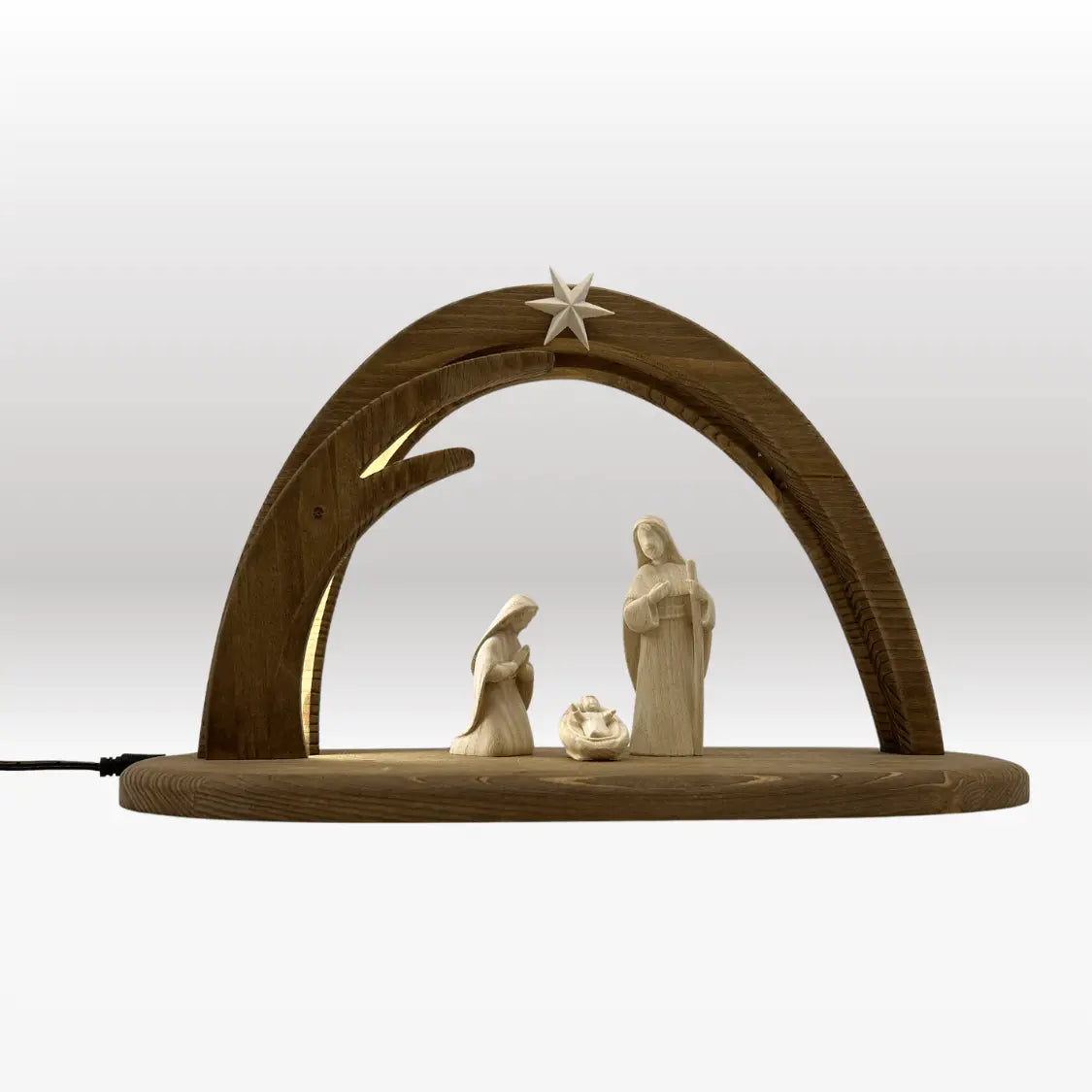 Heilige Familie (3 Figuren) von Akantus natur mit Stall "Leonardo"