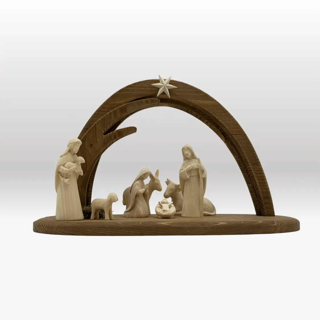 Krippenfiguren Set (7 Figuren) von Akantus natur mit Stall "Leonardo"