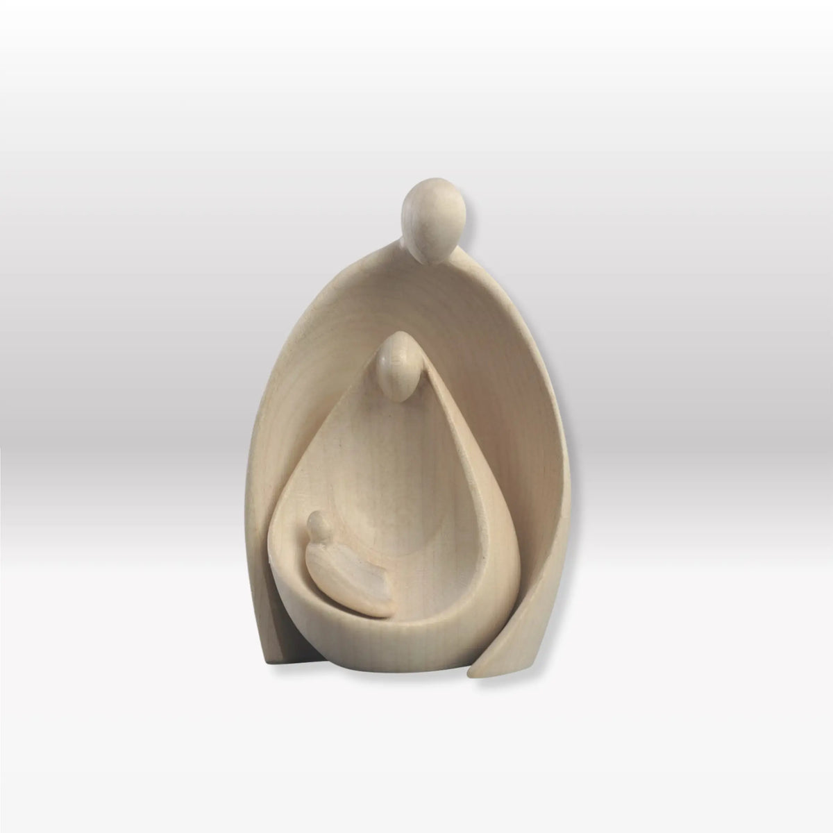 SACRA FAMIGLIA CON CAPANNA PRESEPE "AKANTUS DESIGN" BROWN (3 FIGURE) - PRESEPE LEONARDO NATURALE