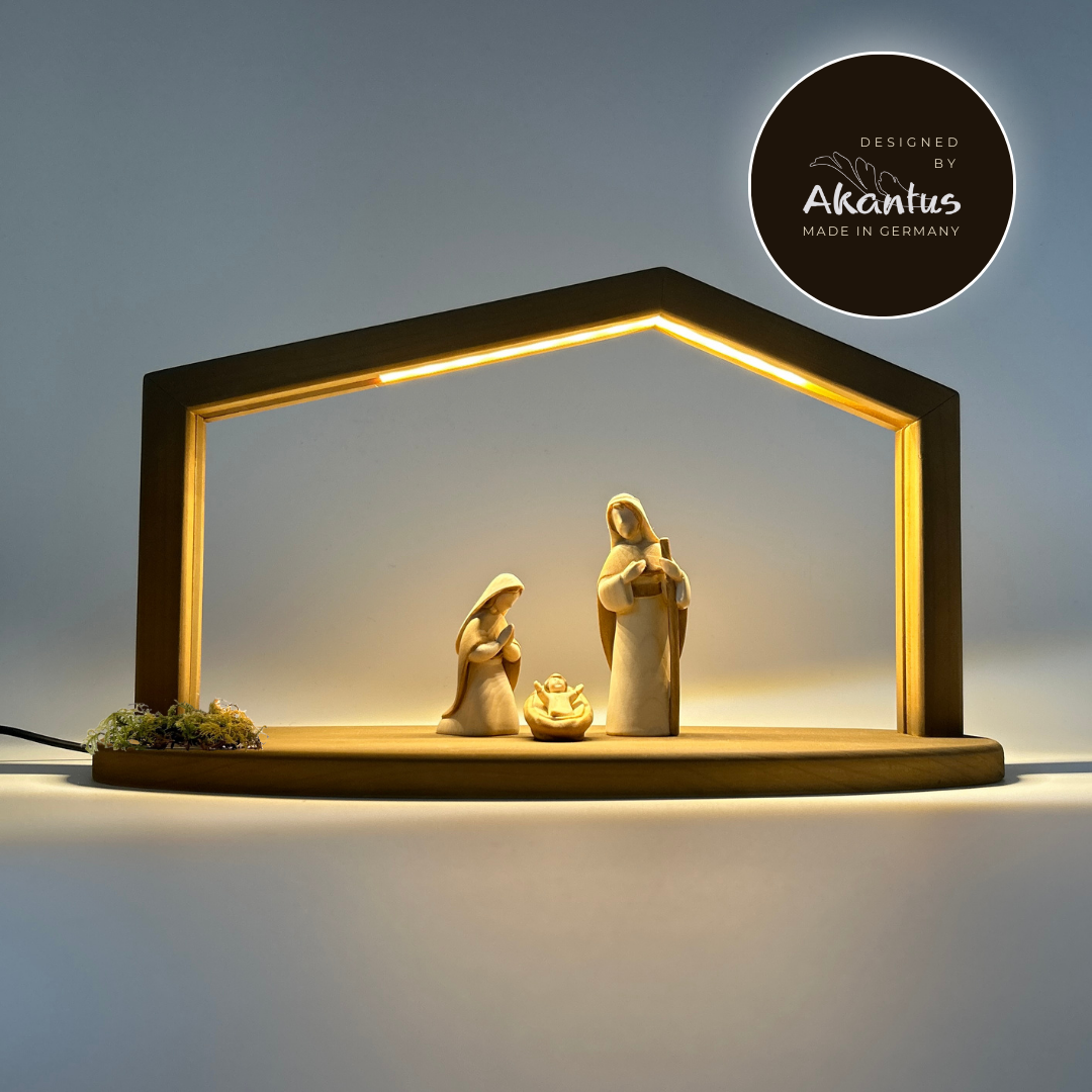 Heilige Familie 3er Set mit Stall "Akantus Design" brown von Akantus